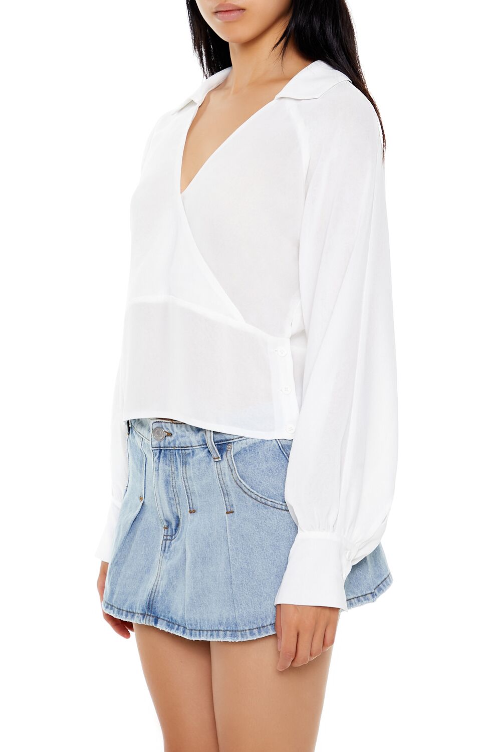  Forever 21 Cutout Surplice Top - white - Bonton
