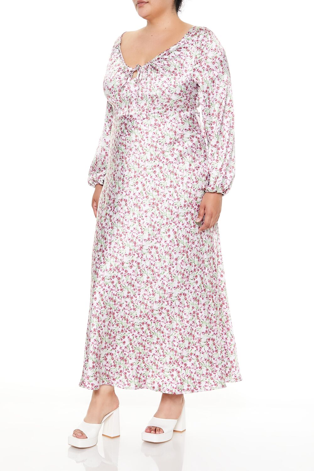  Forever 21 Plus Size Satin Floral Maxi Dress - lavender-multi-swatch - Bonton