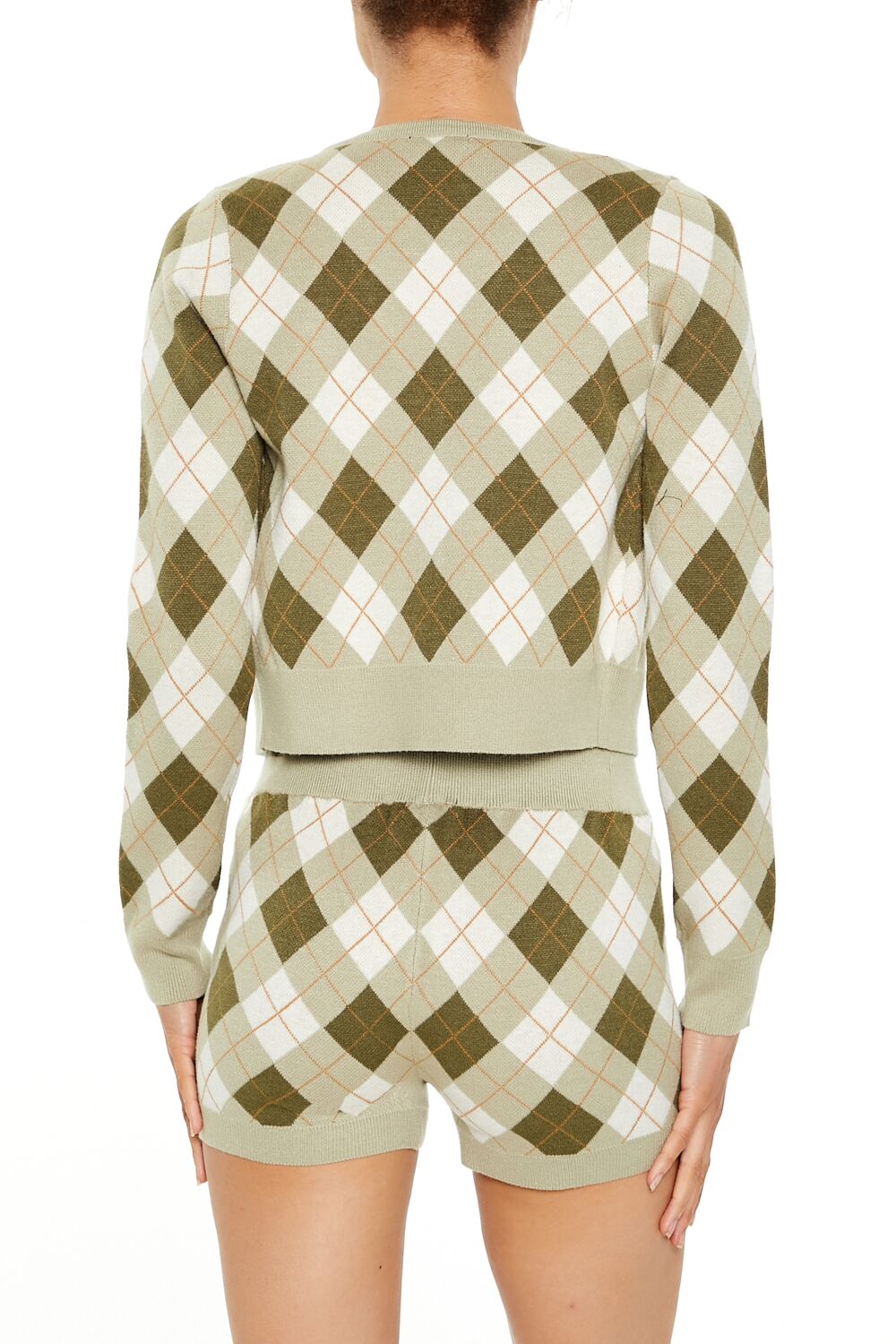  Forever 21 Argyle Cardigan Sweater - green multi - Bonton
