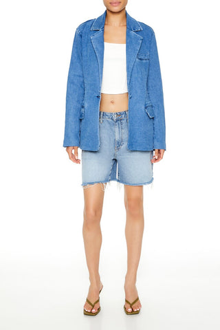 Notched Denim Blazer