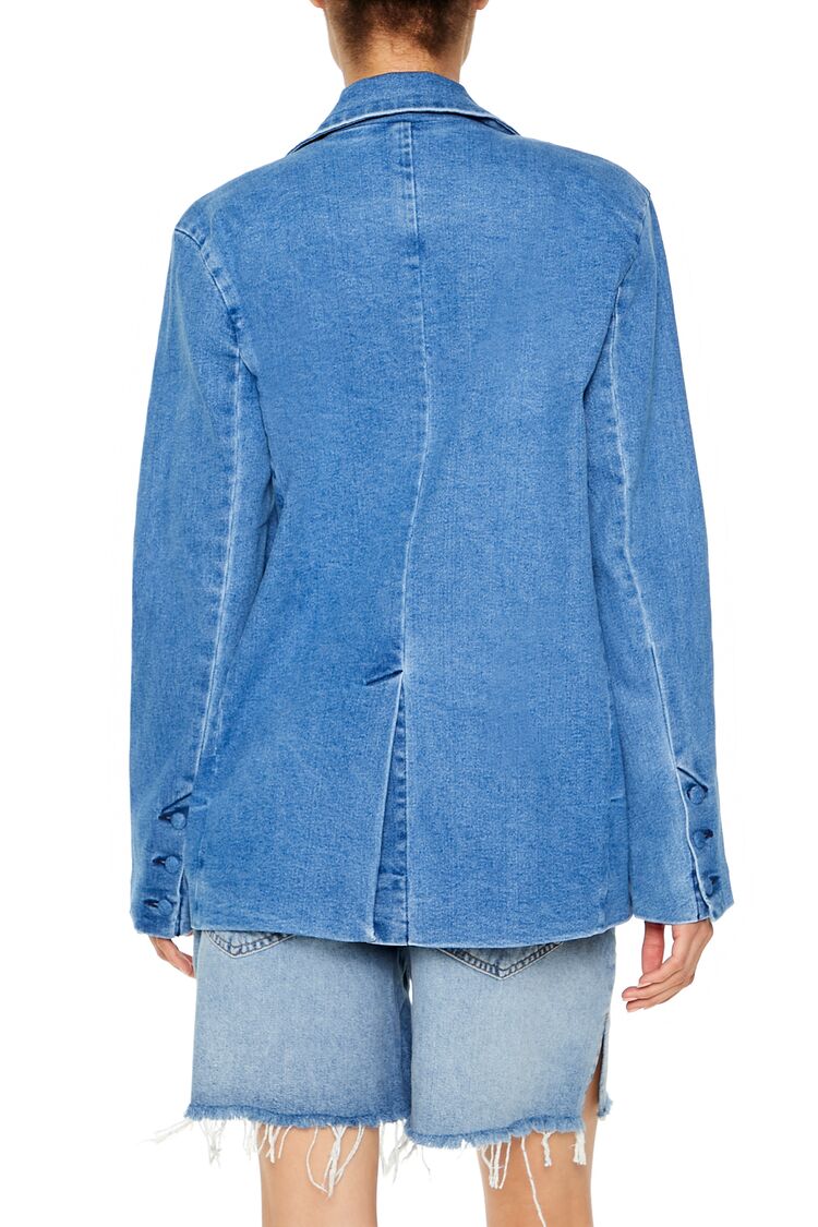  Forever 21 Notched Denim Blazer - medium-denim - Bonton