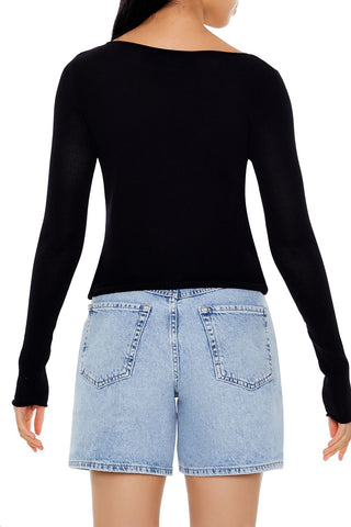 Cropped Boat-Neck Sweater
