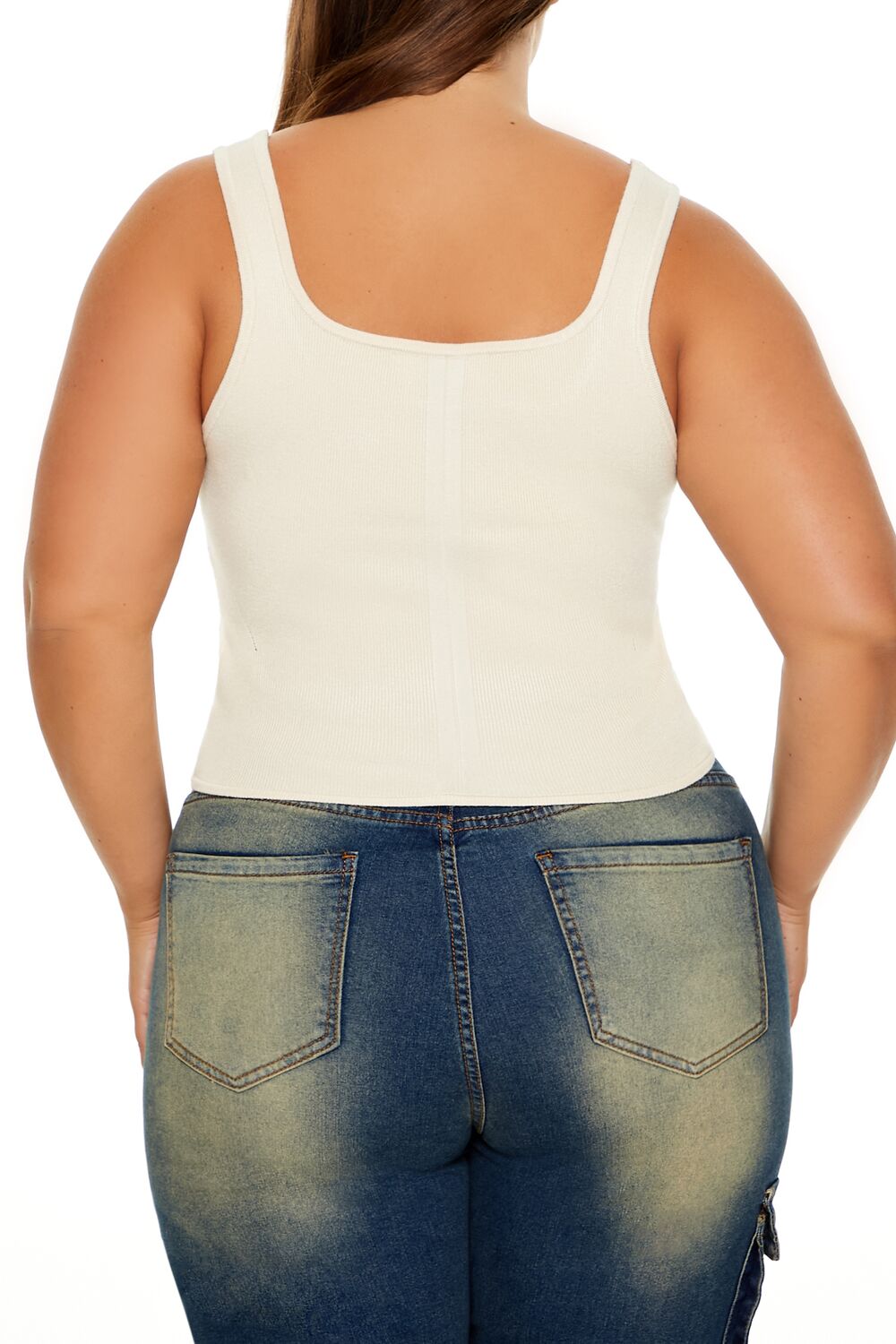  Forever 21 Plus Size Sweater-Knit Tank Top - cream - Bonton