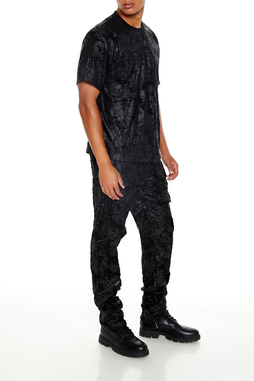  Forever 21 Textured Slim-Fit Mid-Rise Pants - black - Bonton