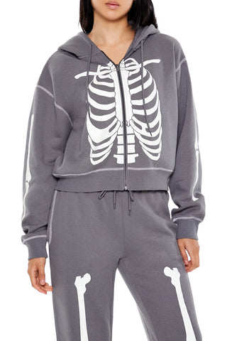 Skeleton Graphic Zip-Up Hoodie