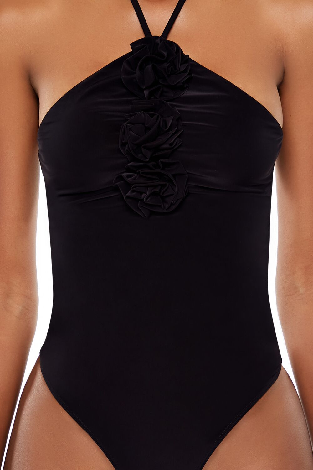  Forever 21 Rosette Halter Bodysuit - black - Bonton