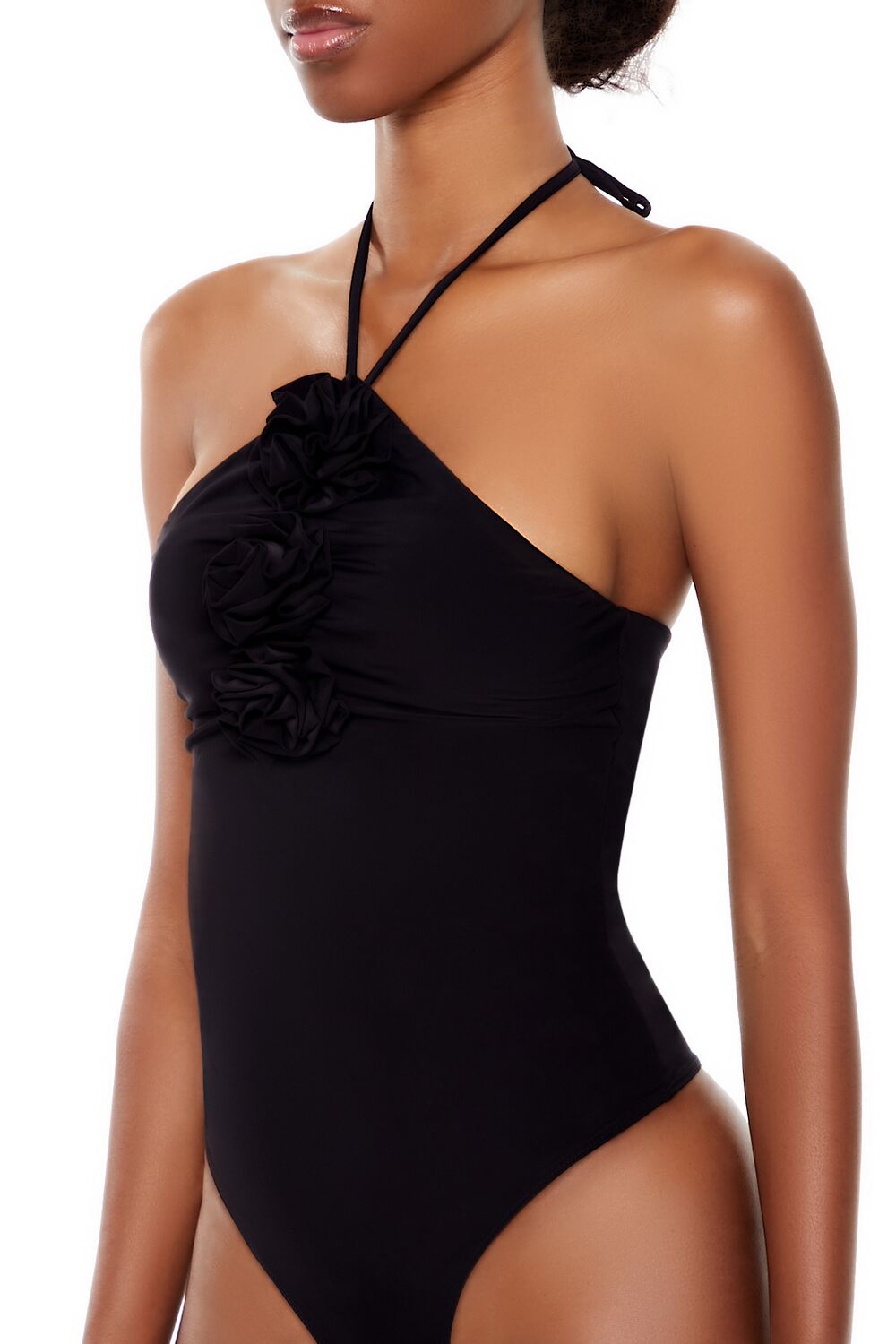  Forever 21 Rosette Halter Bodysuit - black - Bonton