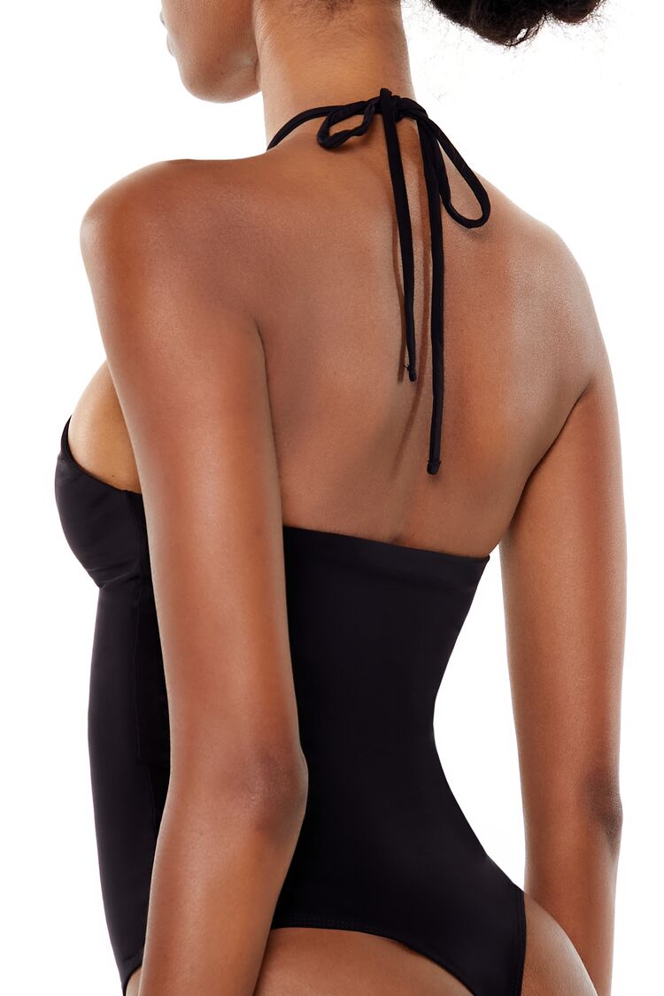  Forever 21 Rosette Halter Bodysuit - black - Bonton