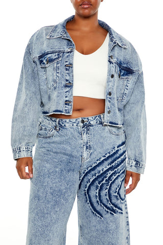 Plus Size Heart Mineral Wash Jacket
