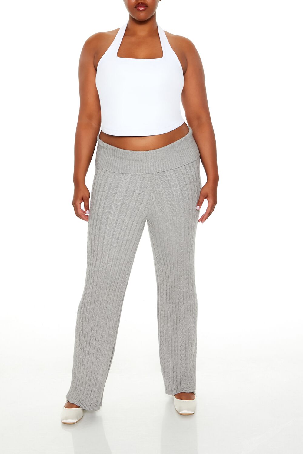  Forever 21 Plus Size Sweater-Knit Pants - charcoal - Bonton