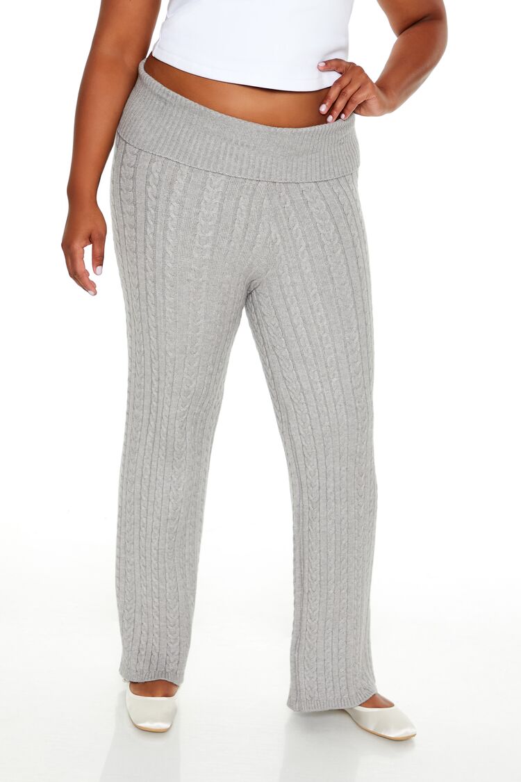  Forever 21 Plus Size Sweater-Knit Pants - charcoal - Bonton