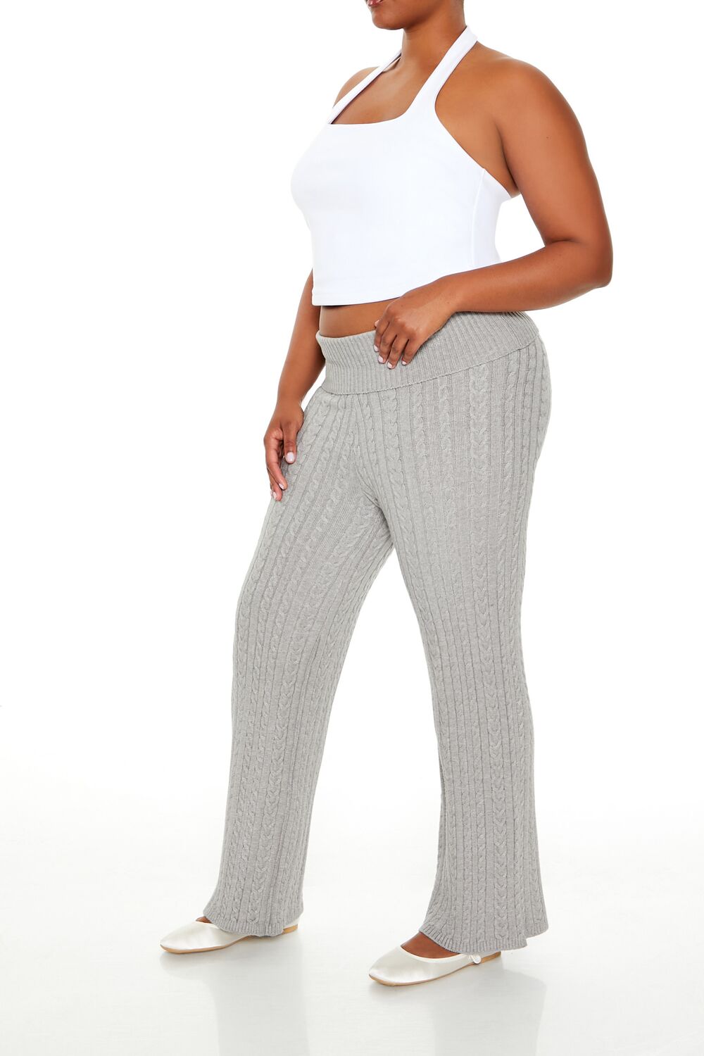 Forever 21 Plus Size Sweater-Knit Pants - charcoal - Bonton
