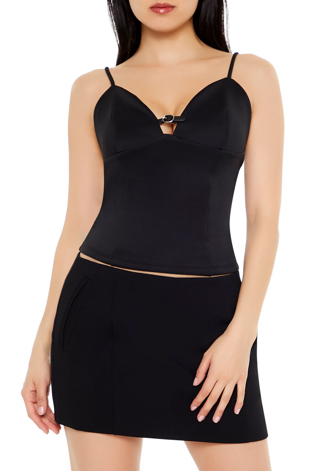  Forever 21 Cropped Buckle-Strap Cami - taupe - Bonton