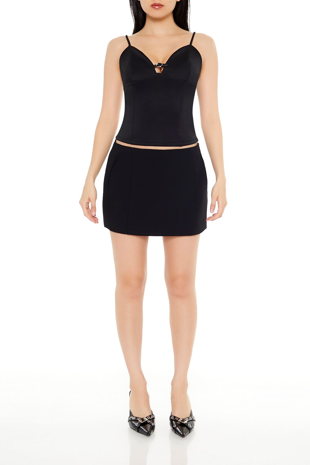  Forever 21 Cropped Buckle-Strap Cami - taupe - Bonton