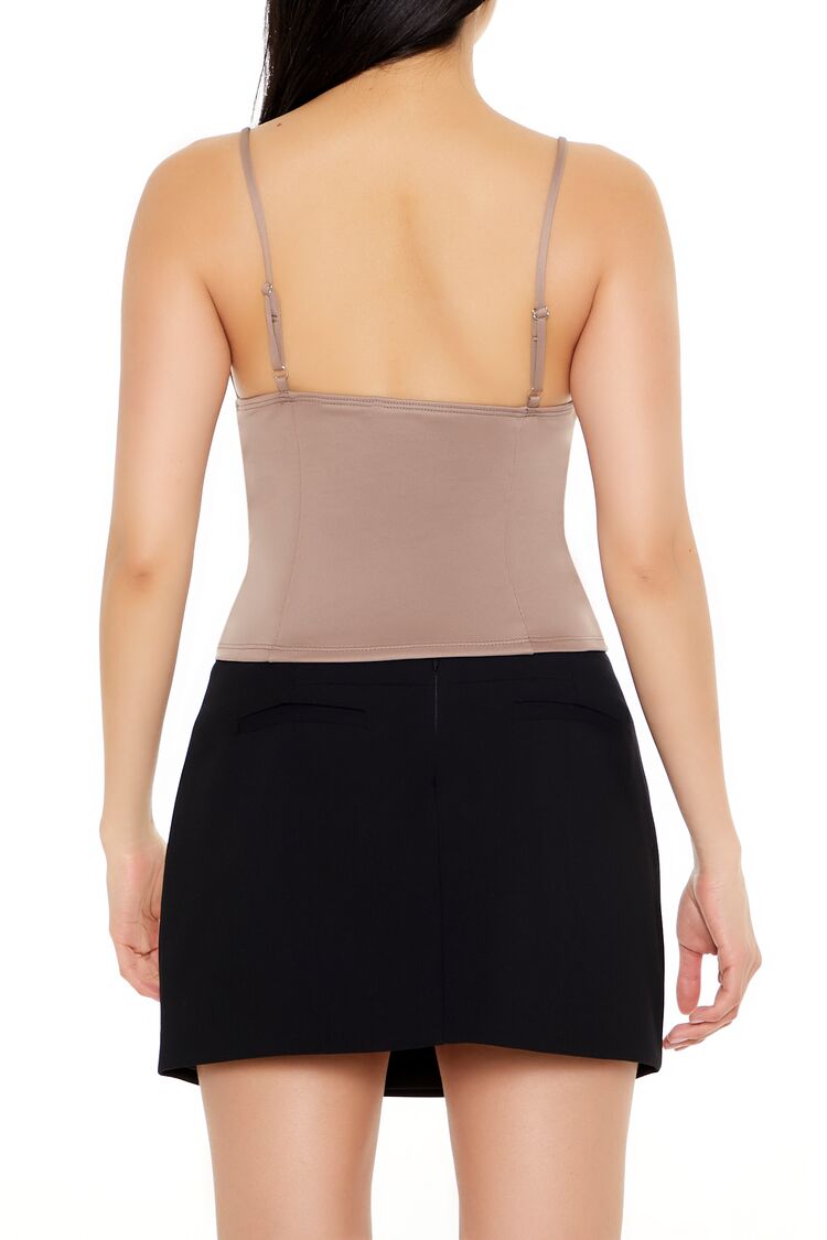  Forever 21 Cropped Buckle-Strap Cami - taupe - Bonton