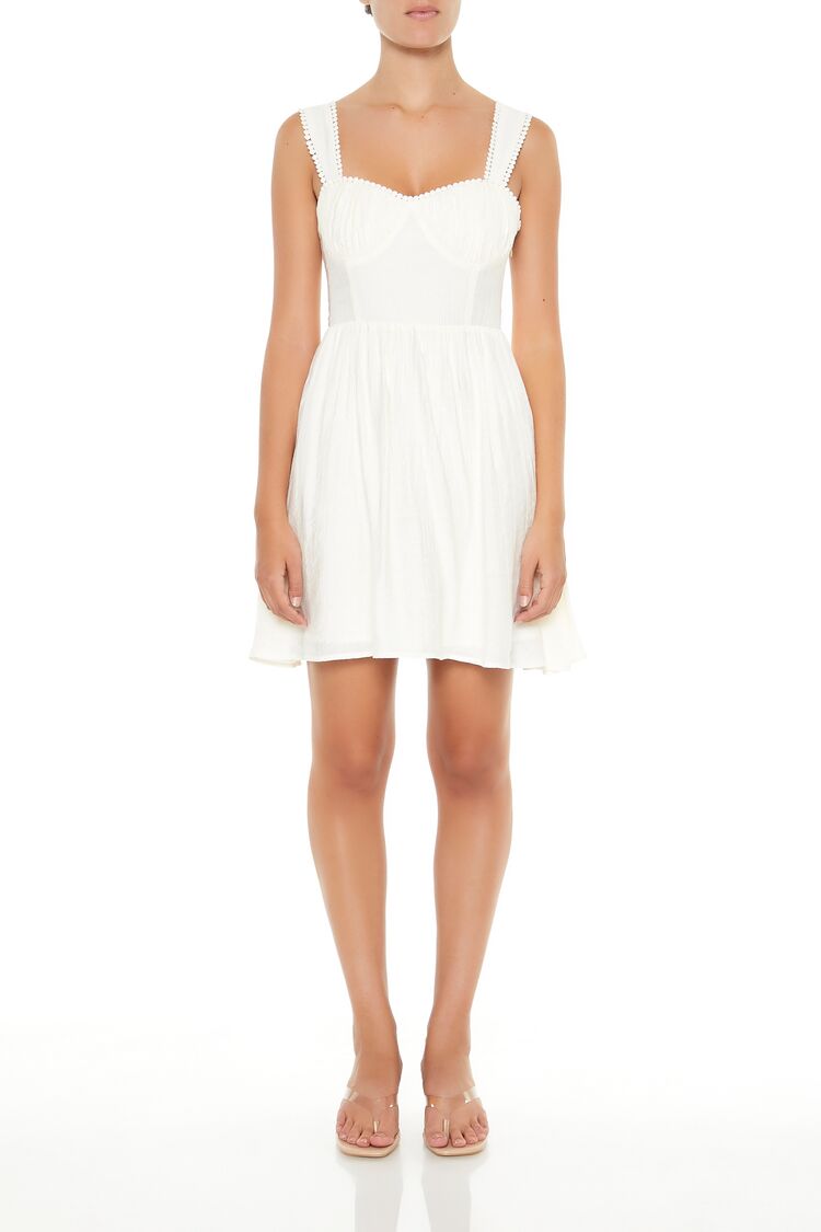  Forever 21 Lace-Up Babydoll Mini Dress - vanilla - Bonton