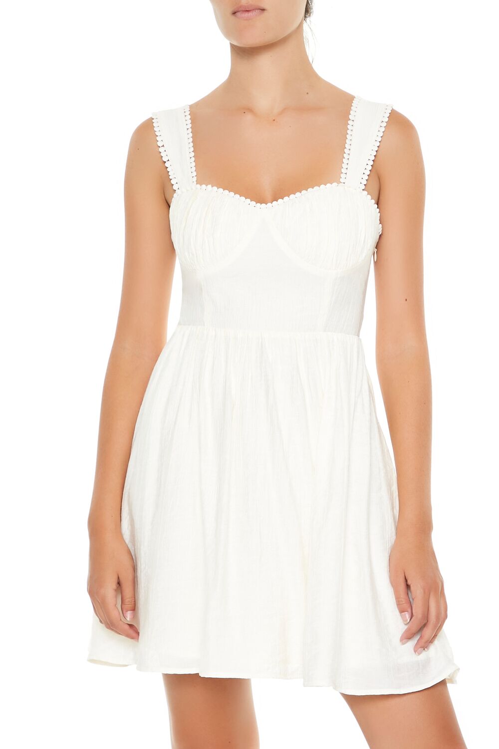  Forever 21 Lace-Up Babydoll Mini Dress - vanilla - Bonton