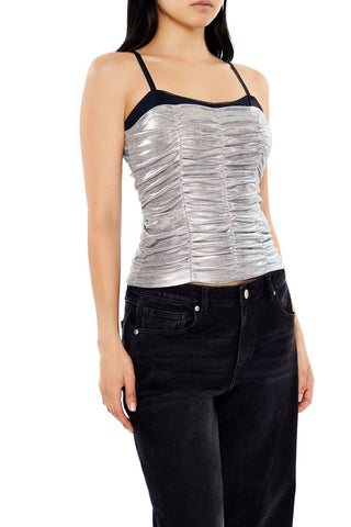 Ruched Metallic Two-Tone Cami