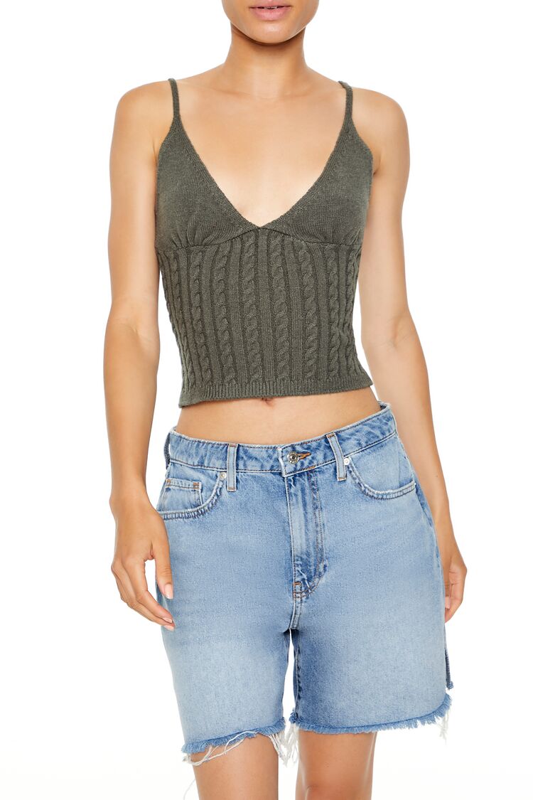  Forever 21 Cropped Sweater-Knit Cami - black - Bonton