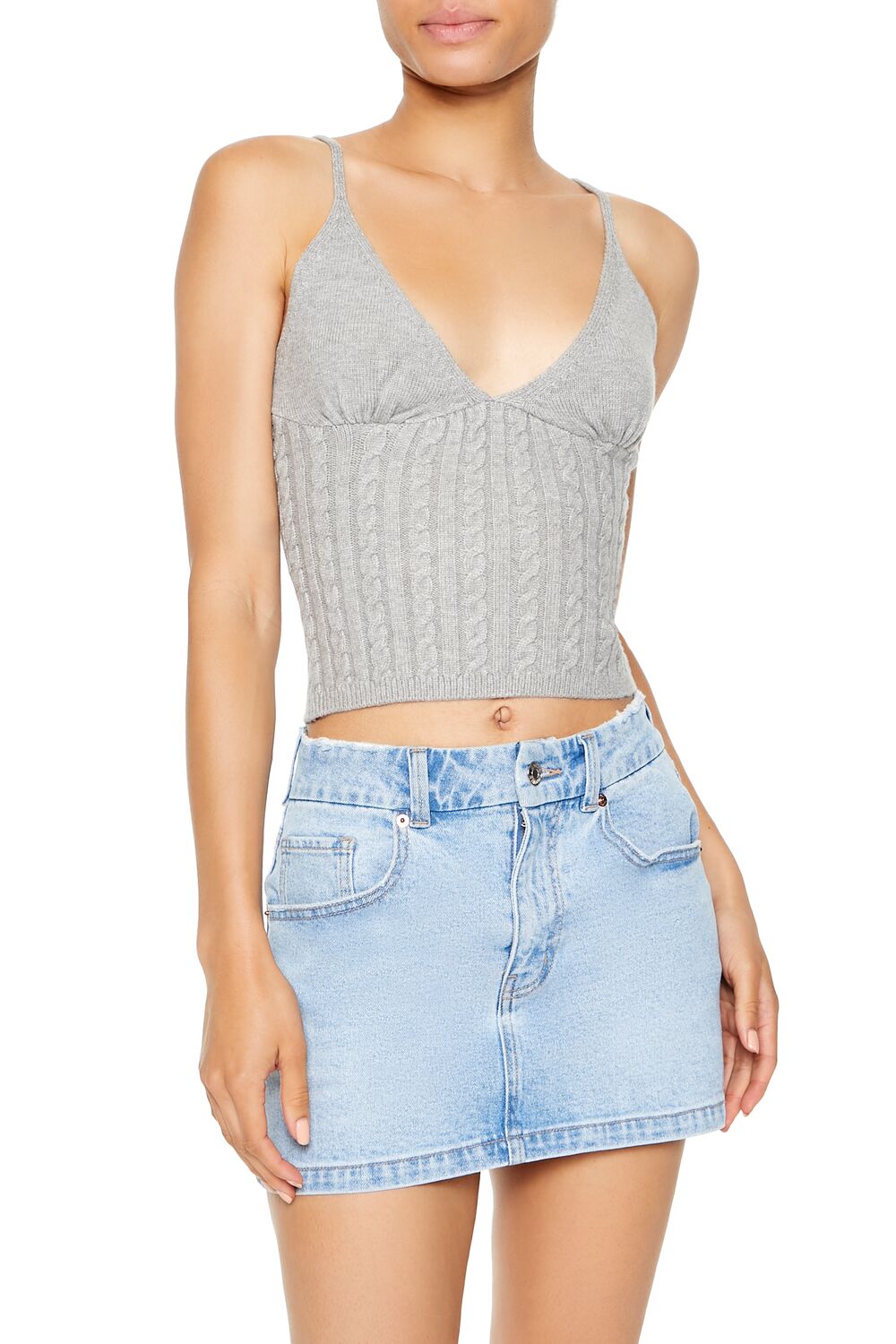  Forever 21 Cropped Sweater-Knit Cami - black - Bonton