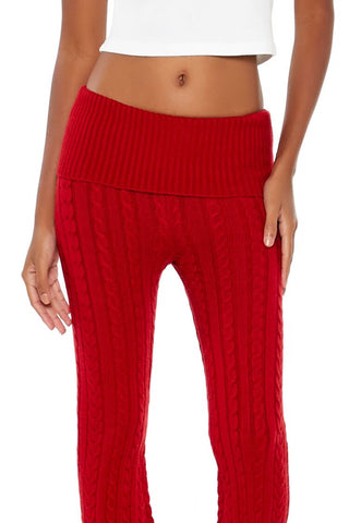 Foldover Sweater-Knit Pants