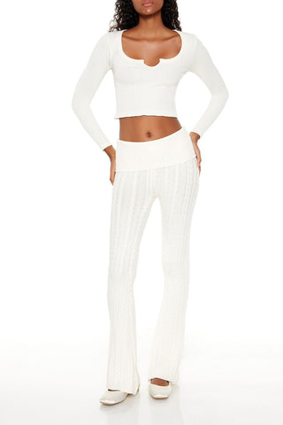 Foldover Sweater-Knit Pants