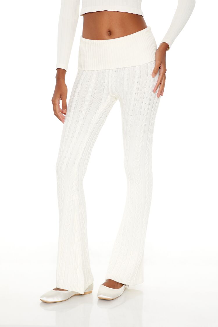  Forever 21 Foldover Sweater-Knit Pants - red - Bonton