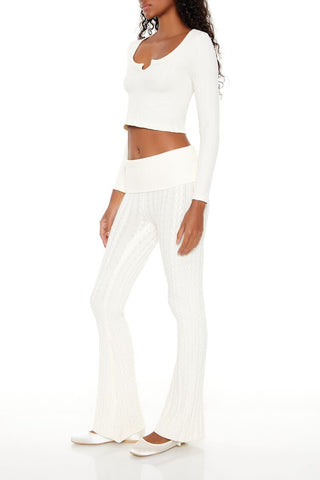 Foldover Sweater-Knit Pants
