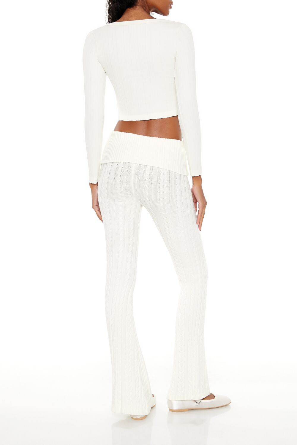  Forever 21 Foldover Sweater-Knit Pants - red - Bonton