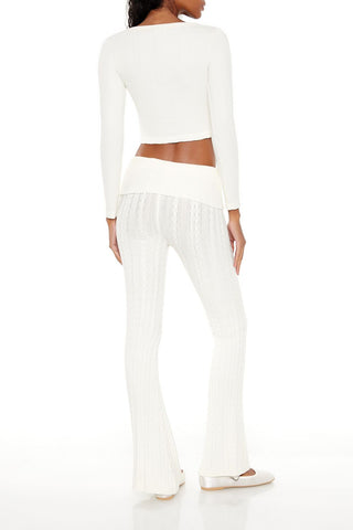 Foldover Sweater-Knit Pants
