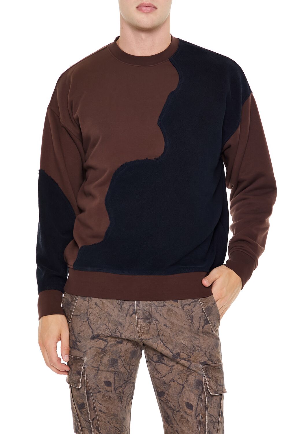  Forever 21 Colorblock Pullover Sweatshirt - dark cocoa black - Bonton