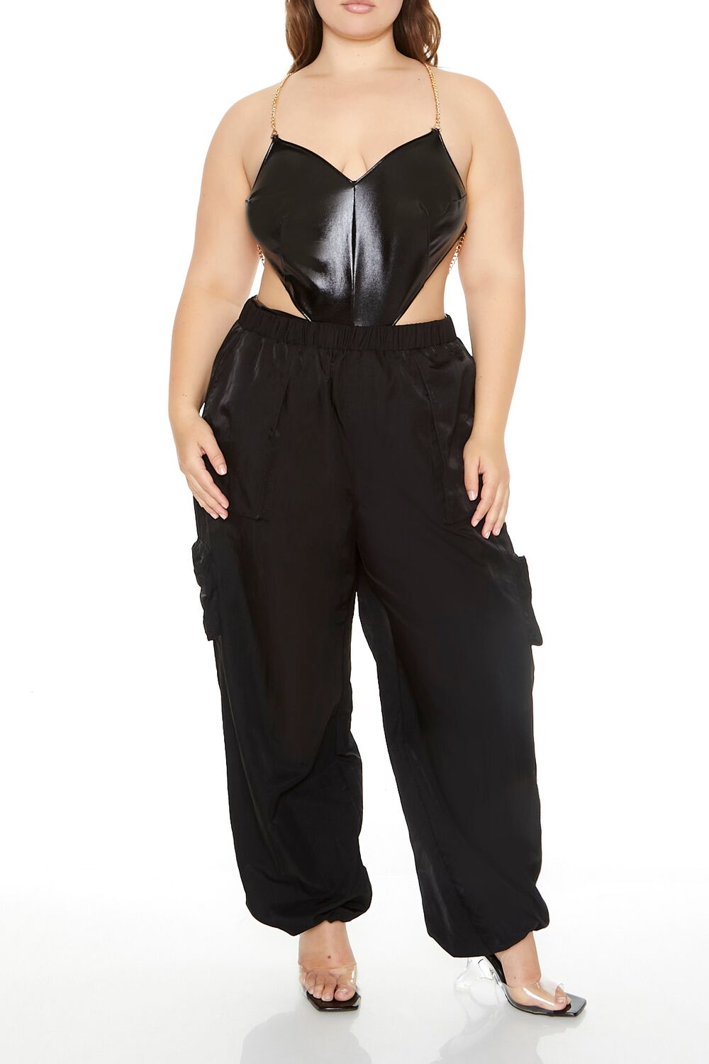  Forever 21 Plus Size Cutout Chain Bodysuit - black - Bonton