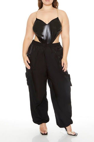 Plus Size Cutout Chain Bodysuit