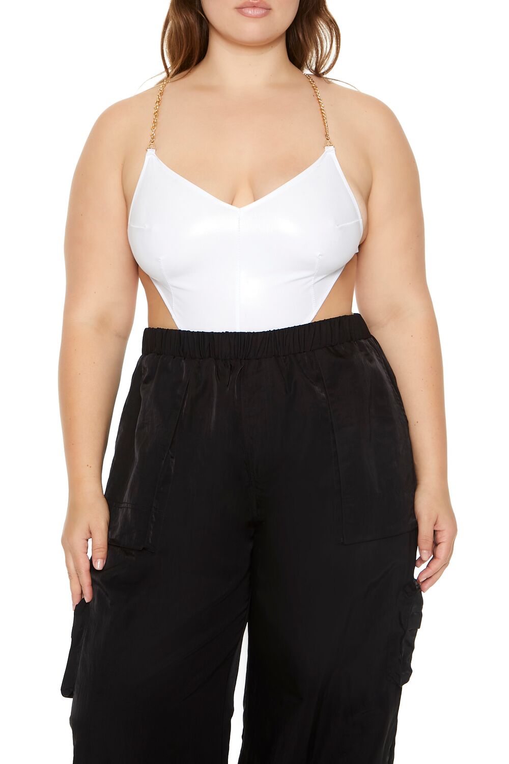 Forever 21 Plus Size Cutout Chain Bodysuit - black - Bonton