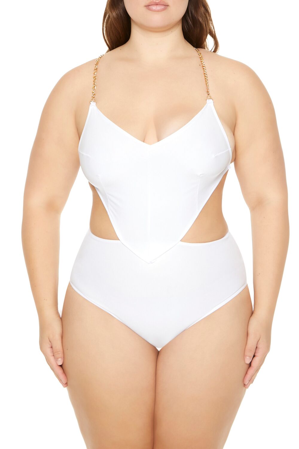  Forever 21 Plus Size Cutout Chain Bodysuit - black - Bonton