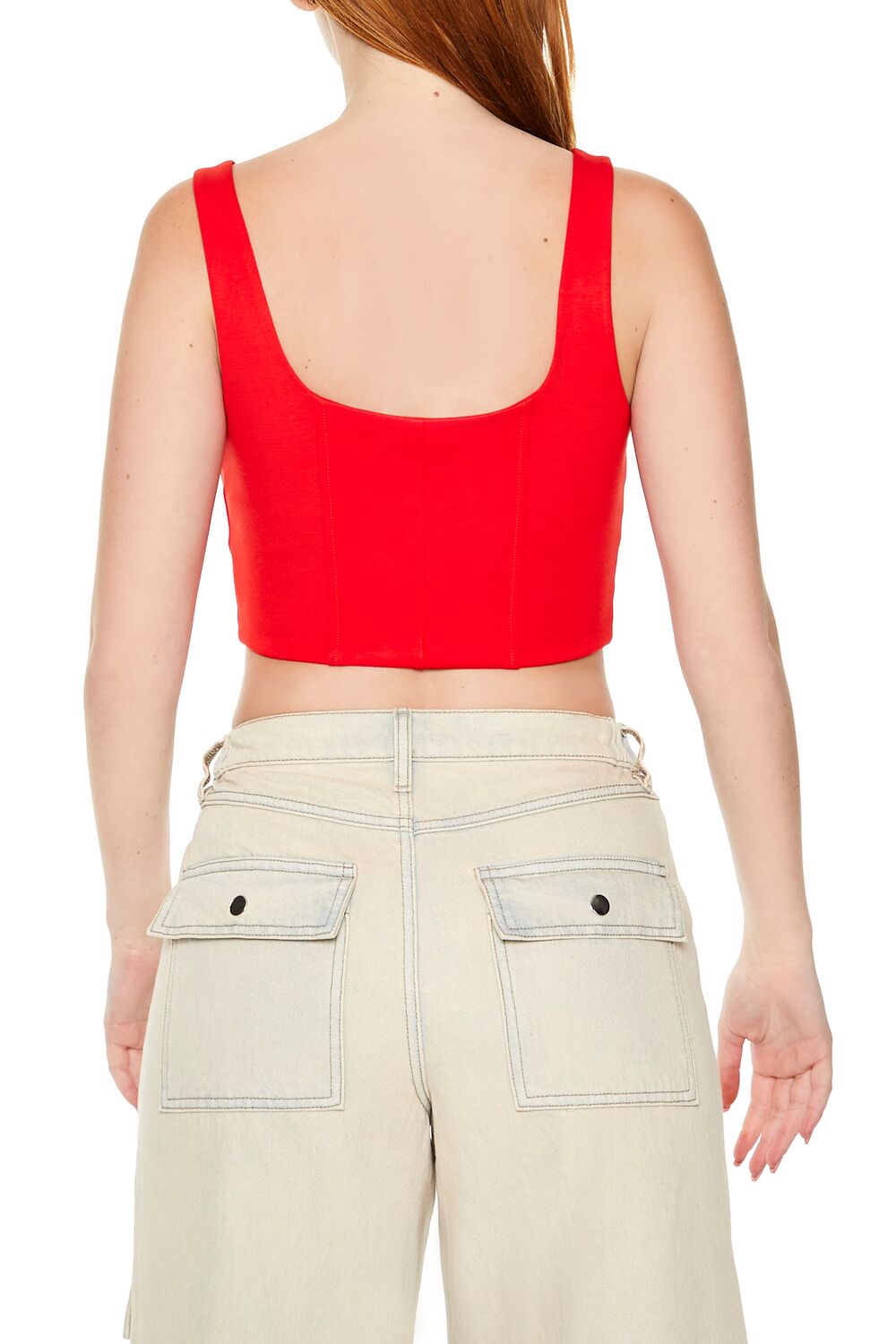  Forever 21 Hook-and-Eye Corset Crop Top - black - Bonton