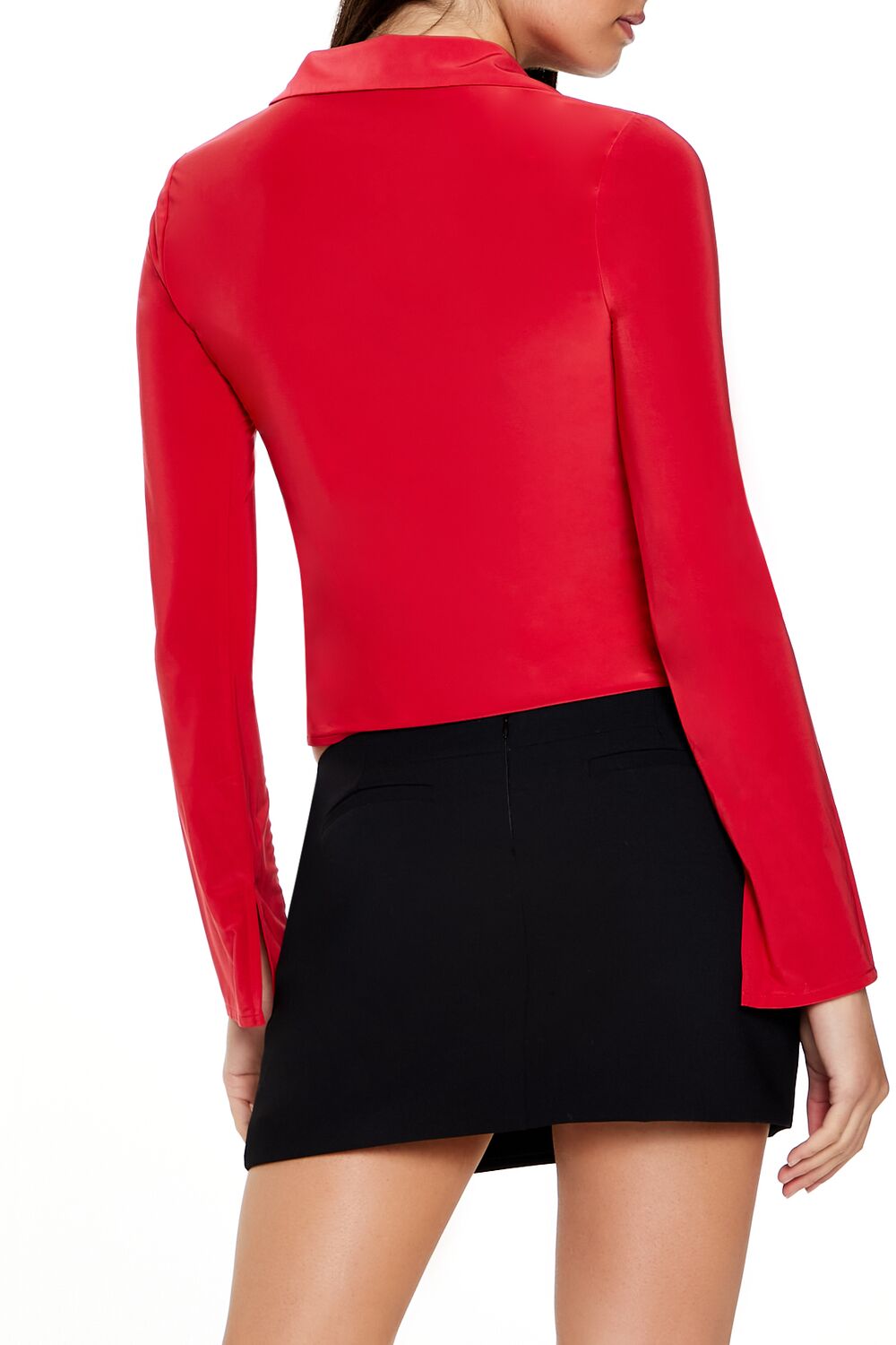  Forever 21 Tie-Front Crop Top - red - Bonton