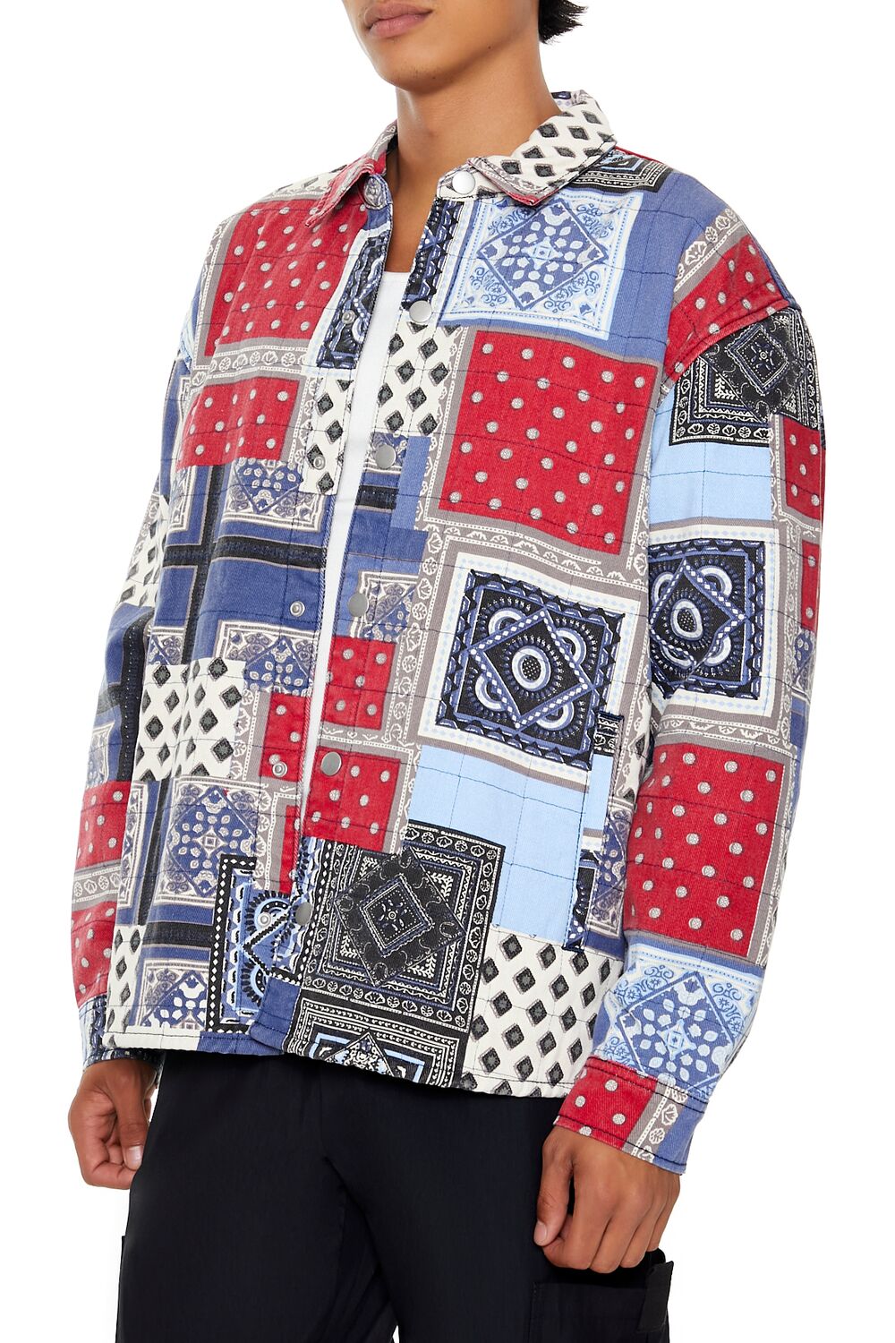  Forever 21 Patchwork Denim Jacket - indigo-multi-swatch - Bonton