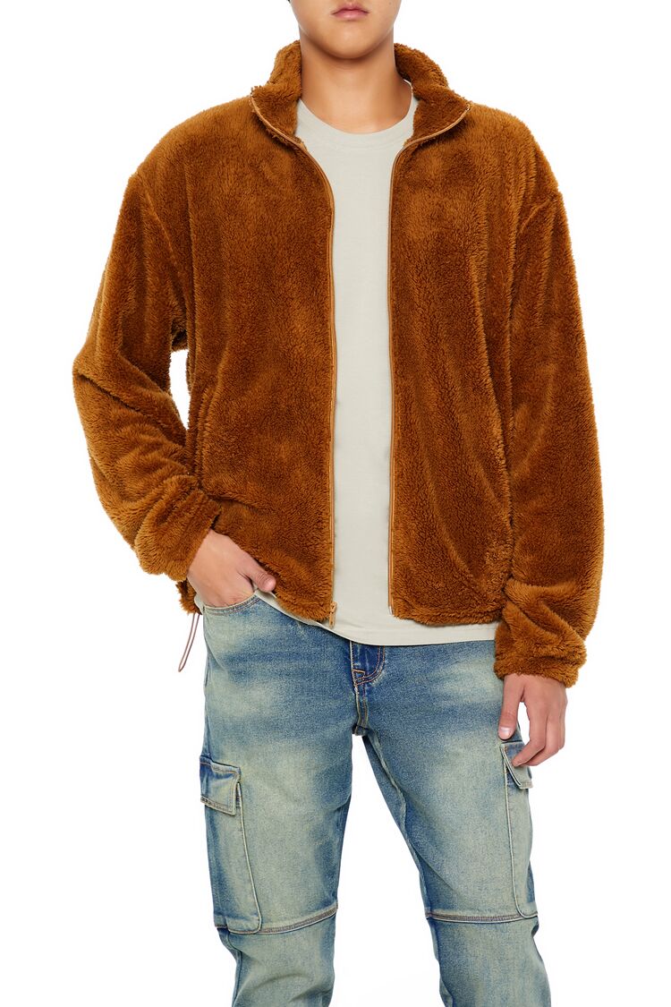  Forever 21 Faux Shearling Zip-Up Shacket - coffee-swatch - Bonton