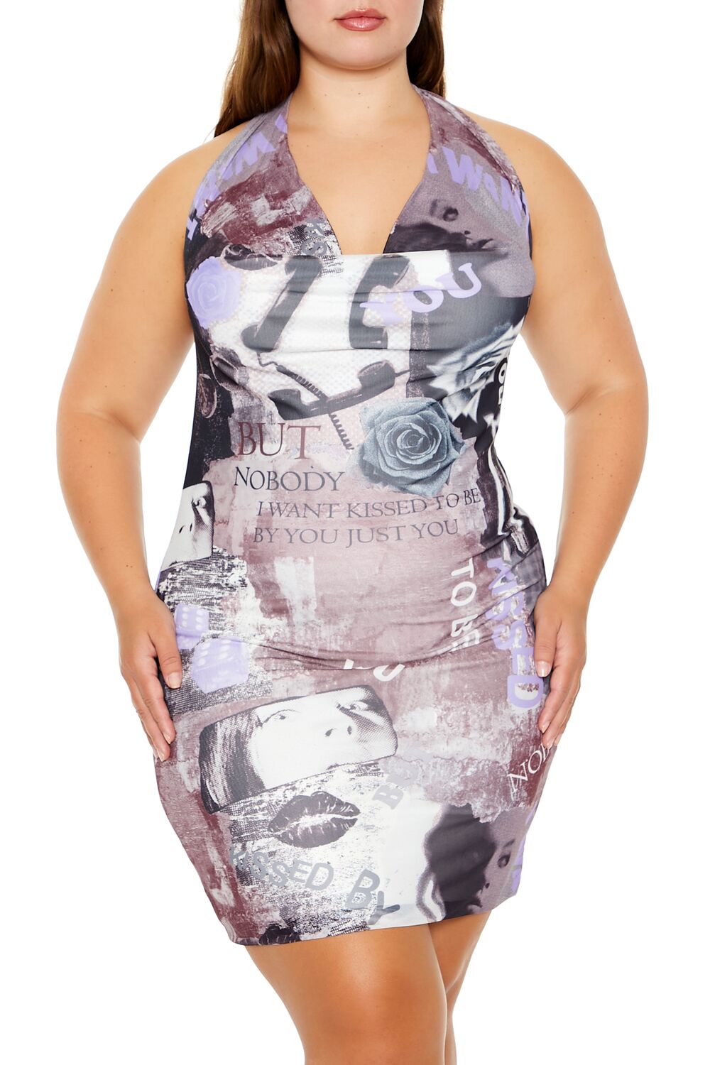  Forever 21 Plus Size Abstract Print Mini Dress - purple-multi-swatch - Bonton
