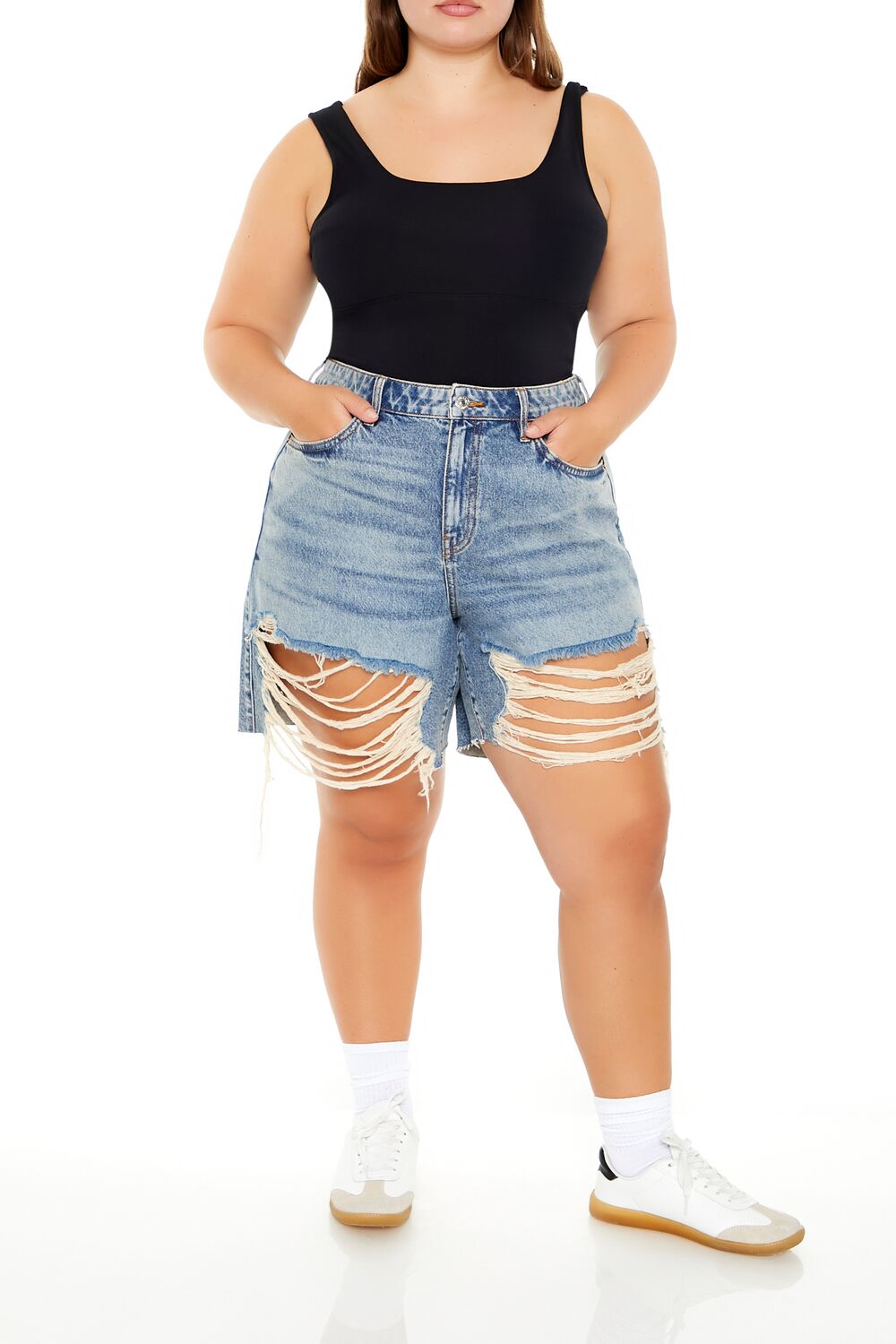  Forever 21 Plus Size Square-Neck Thong Bodysuit - ash brown - Bonton