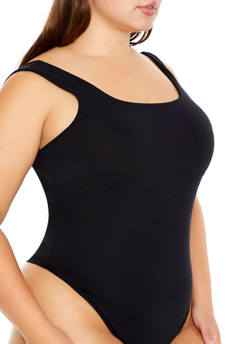  Forever 21 Plus Size Square-Neck Thong Bodysuit - ash brown - Bonton