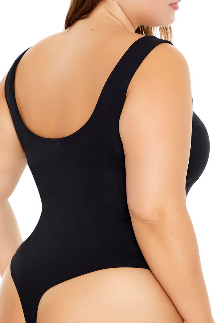  Forever 21 Plus Size Square-Neck Thong Bodysuit - ash brown - Bonton
