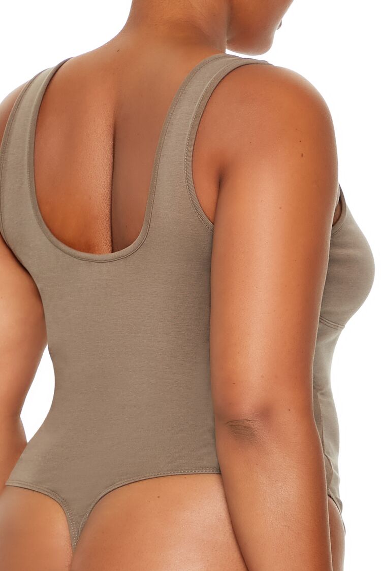  Forever 21 Plus Size Square-Neck Thong Bodysuit - ash brown - Bonton