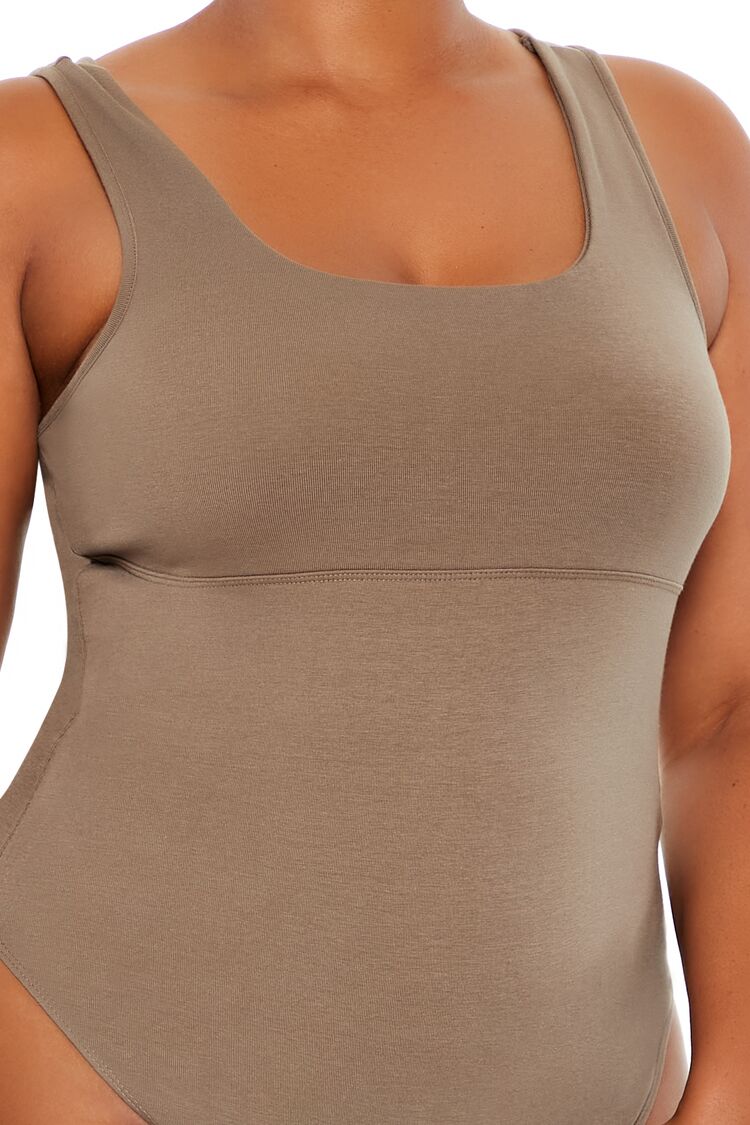  Forever 21 Plus Size Square-Neck Thong Bodysuit - ash brown - Bonton