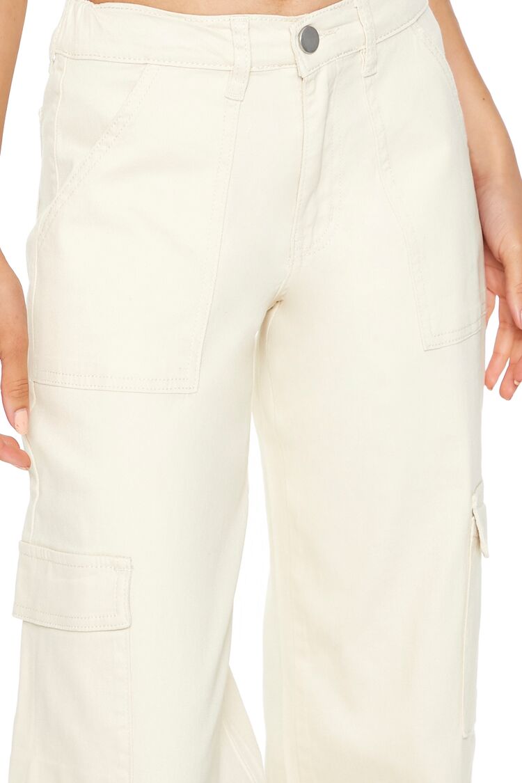  Forever 21 Twill Low-Rise Cargo Pants - cream - Bonton