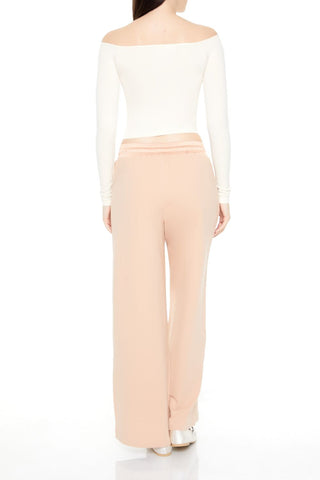 Satin Mid-Rise Wide-Leg Pants