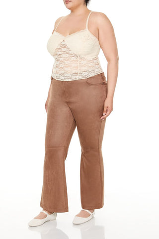 Plus Size Faux Suede Flare Pants