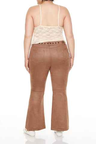 Plus Size Faux Suede Flare Pants