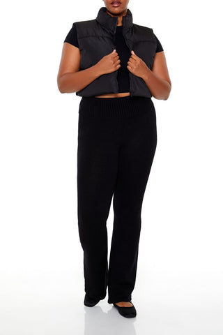 Plus Size Cropped Puffer Vest
